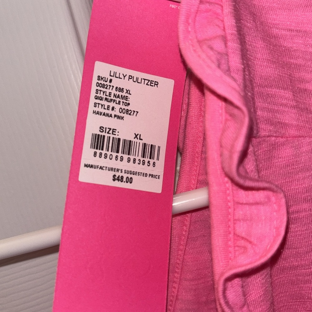 Lilly Pulitzer Gigi ruffle tank top. NWT. Havana Pink XL - Picture 4 of 6